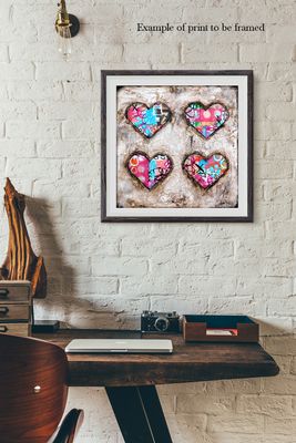 "Reflections of Love" hearts, Print to be Framed