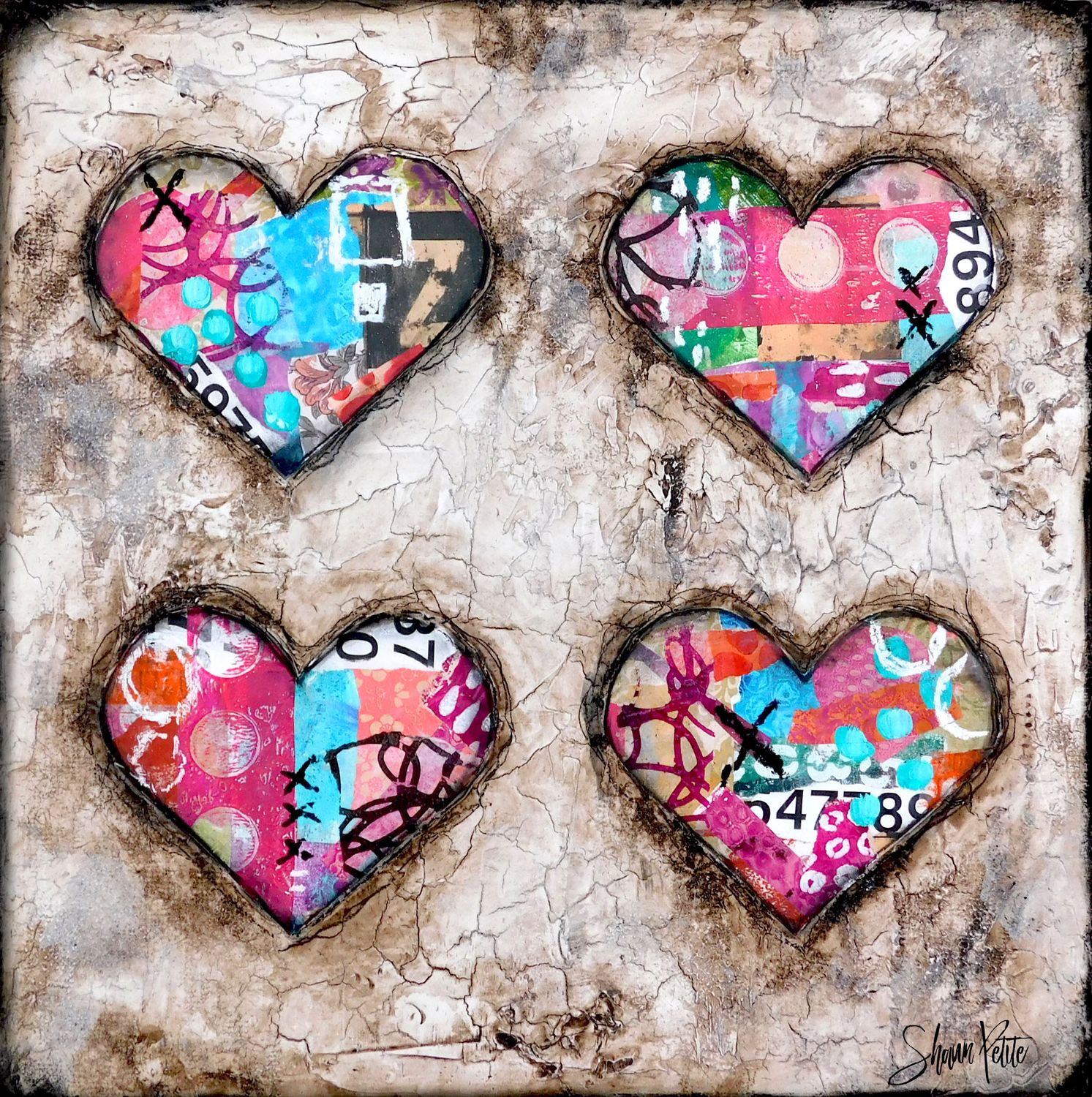 "Reflections of Love" hearts, Print to be Framed