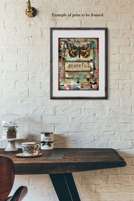 "Grateful", butterfly Print to be Framed