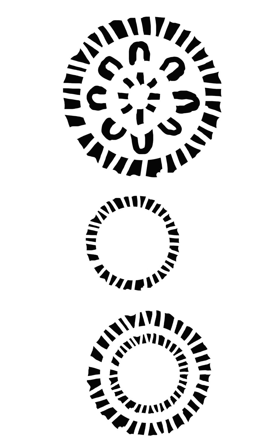 Jagged Carving Circles 1 stencil 5x8