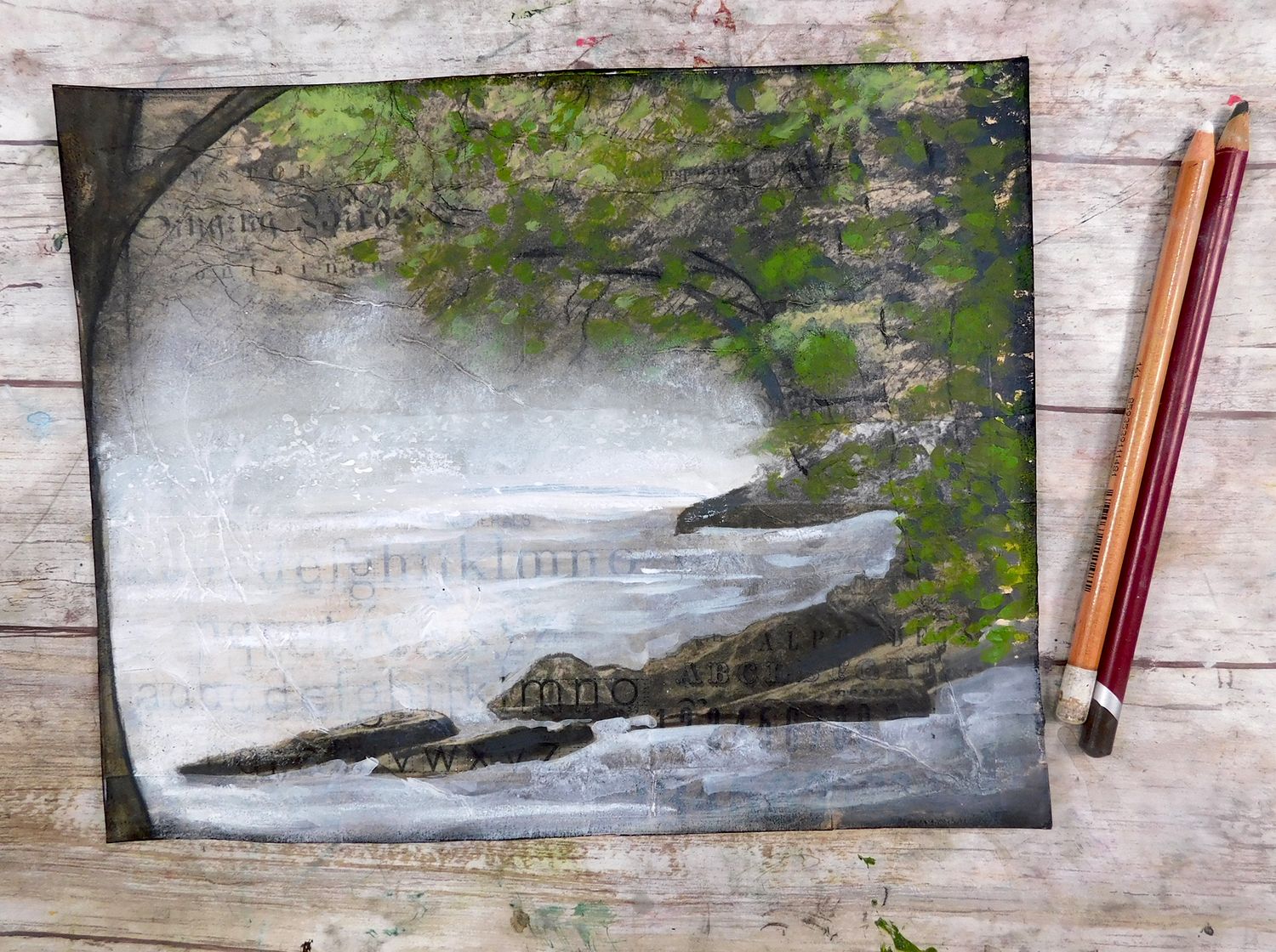 "Misty Waters" 8x10 mixed media original