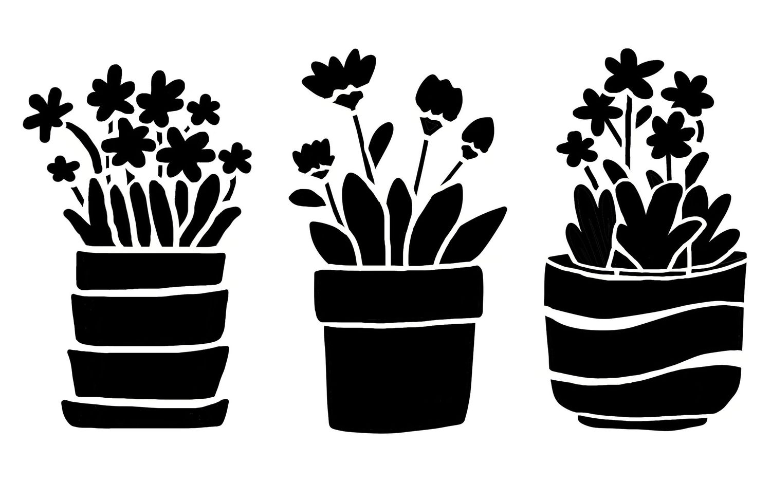Little Pots set stencil 5x8