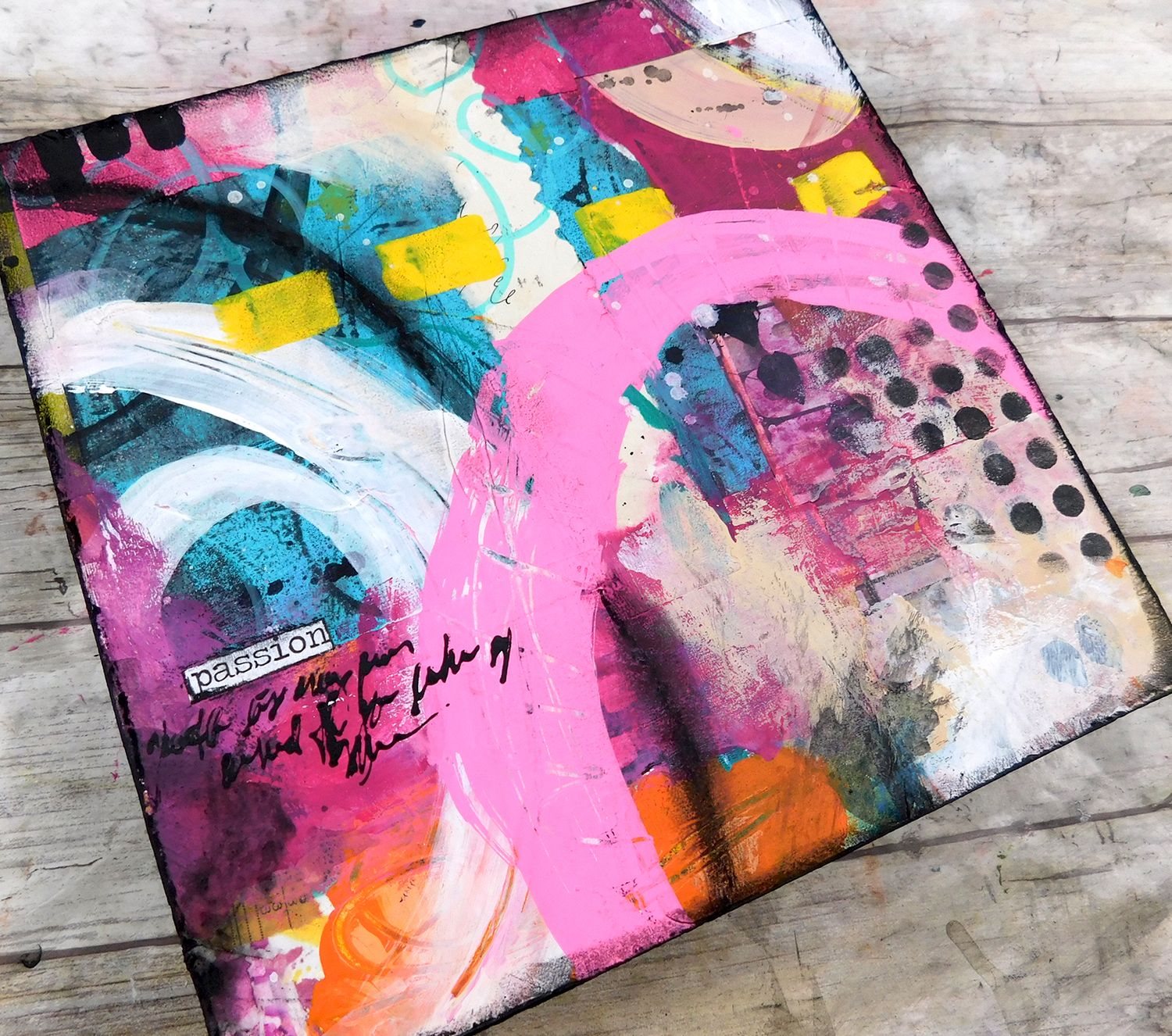 "Passion" abstract 8x8 mixed media original