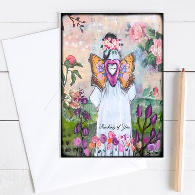 "Thinking of you" angel 5x7 card