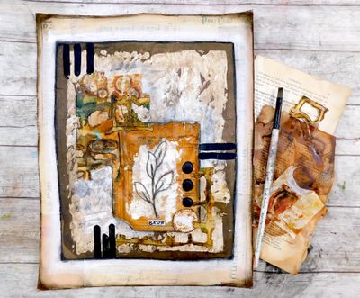 "Grow" 11x14 mixed media original in frame