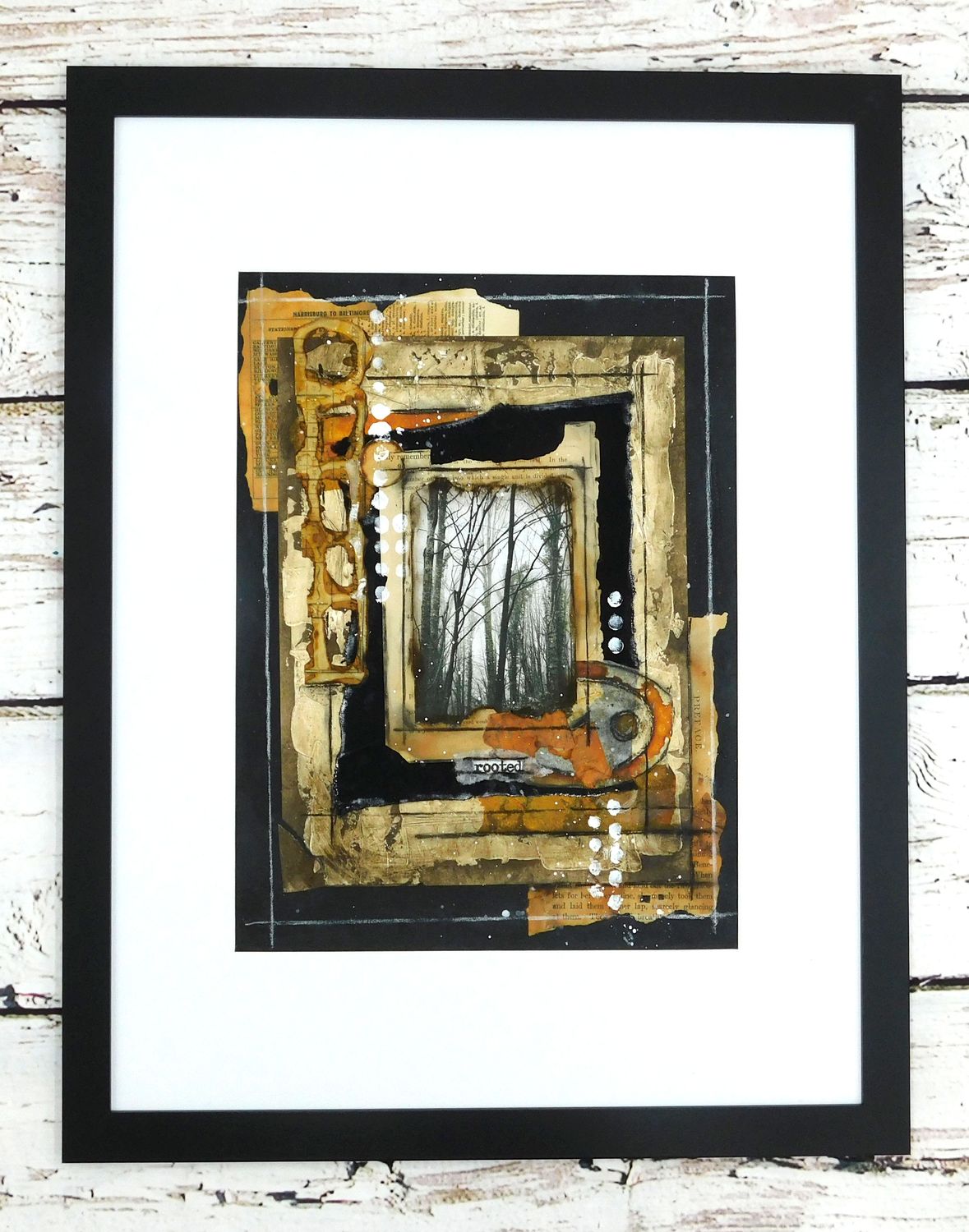"Rooted" 11x14 mixed media original in frame