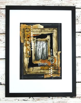 "Rooted" 11x14 mixed media original in frame