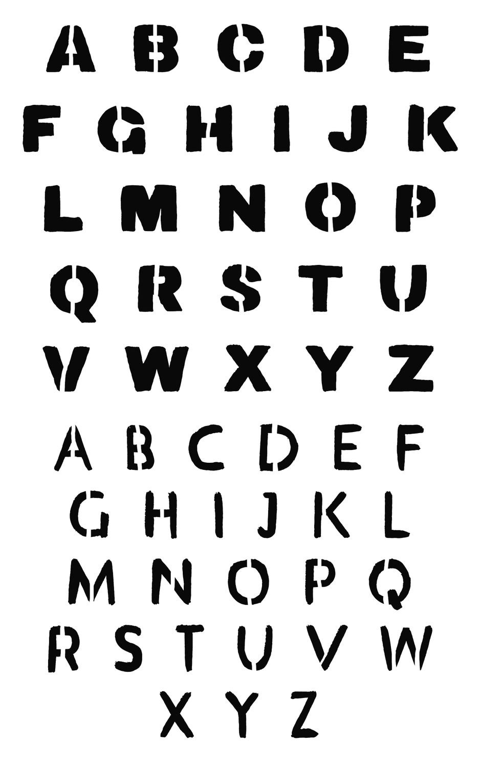 All Caps alphabet stencil 5x8