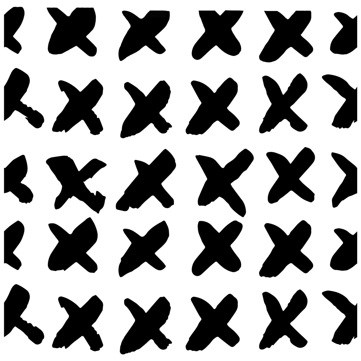 Hand-drawn crosses stencil 6x6