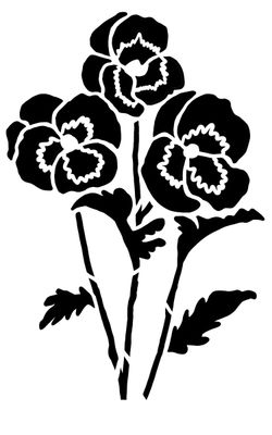 Pansy flowers stencil 5x8