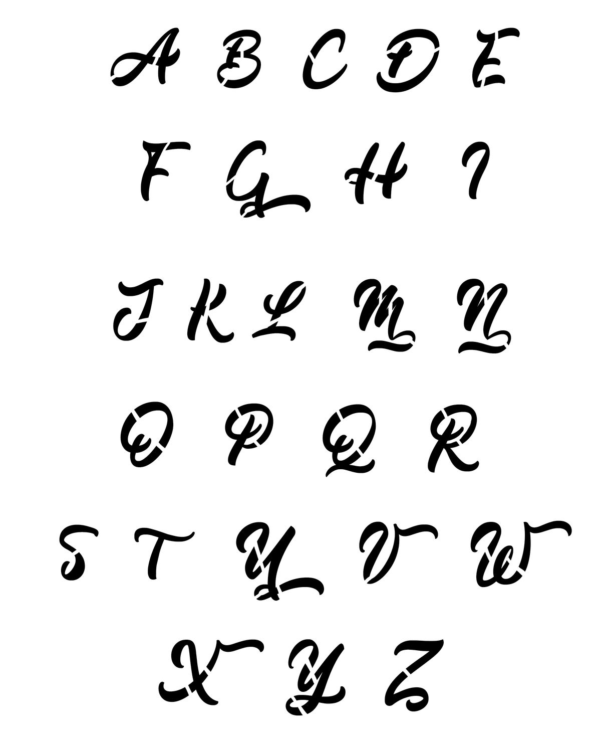 Dancing script font uppercase stencil 8x10