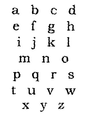 Grungy Font lowercase stencil 8x10