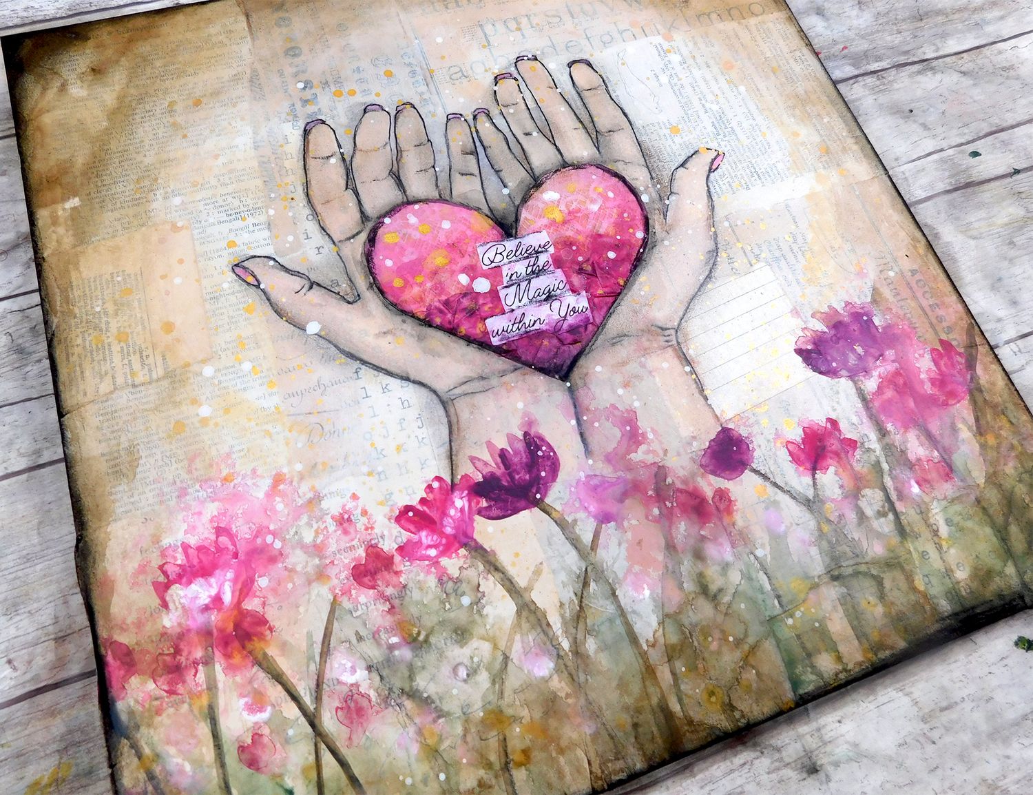 "Believe in the magic within you" mixed media original 12x12