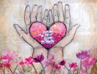 "Believe in the magic within you" mixed media original 12x12