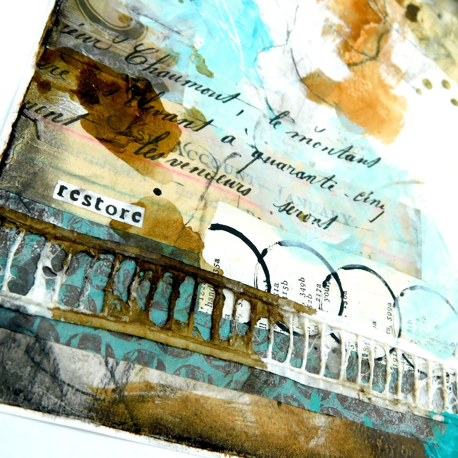 "Restore" 8x8 mixed media original on Bristol paper