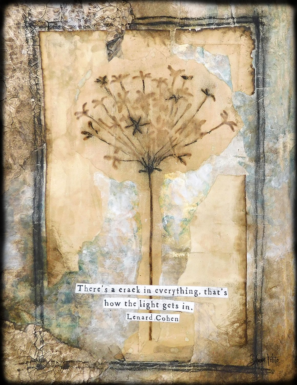 "There's a crack in everything" Lenard  Cohen inspired Print to be Framed