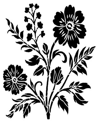Floral Bush Stencil 8x10