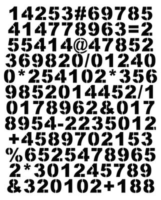 Numbers Tech sm stencil 8x10 "CLEARANCE"