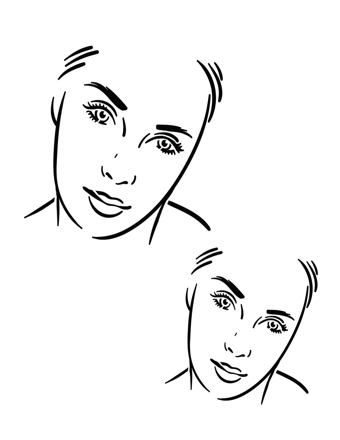 Faces 4 tilted stencil 8x10 "CLEARANCE"