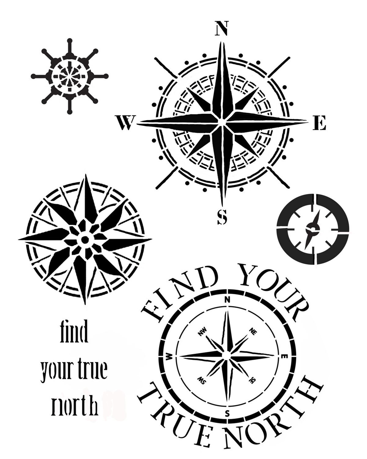 Find your true north stencil 8x10 "CLEARANCE"