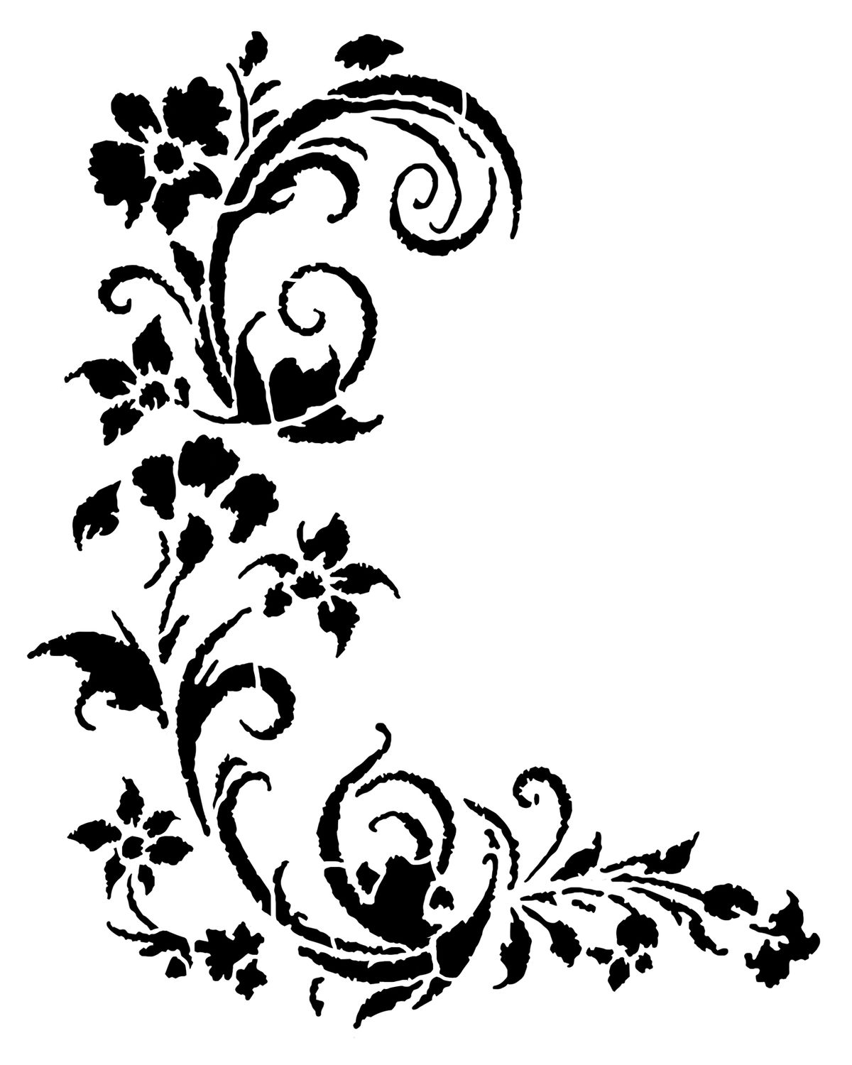 Floral Corner 1 Stencil 8x10