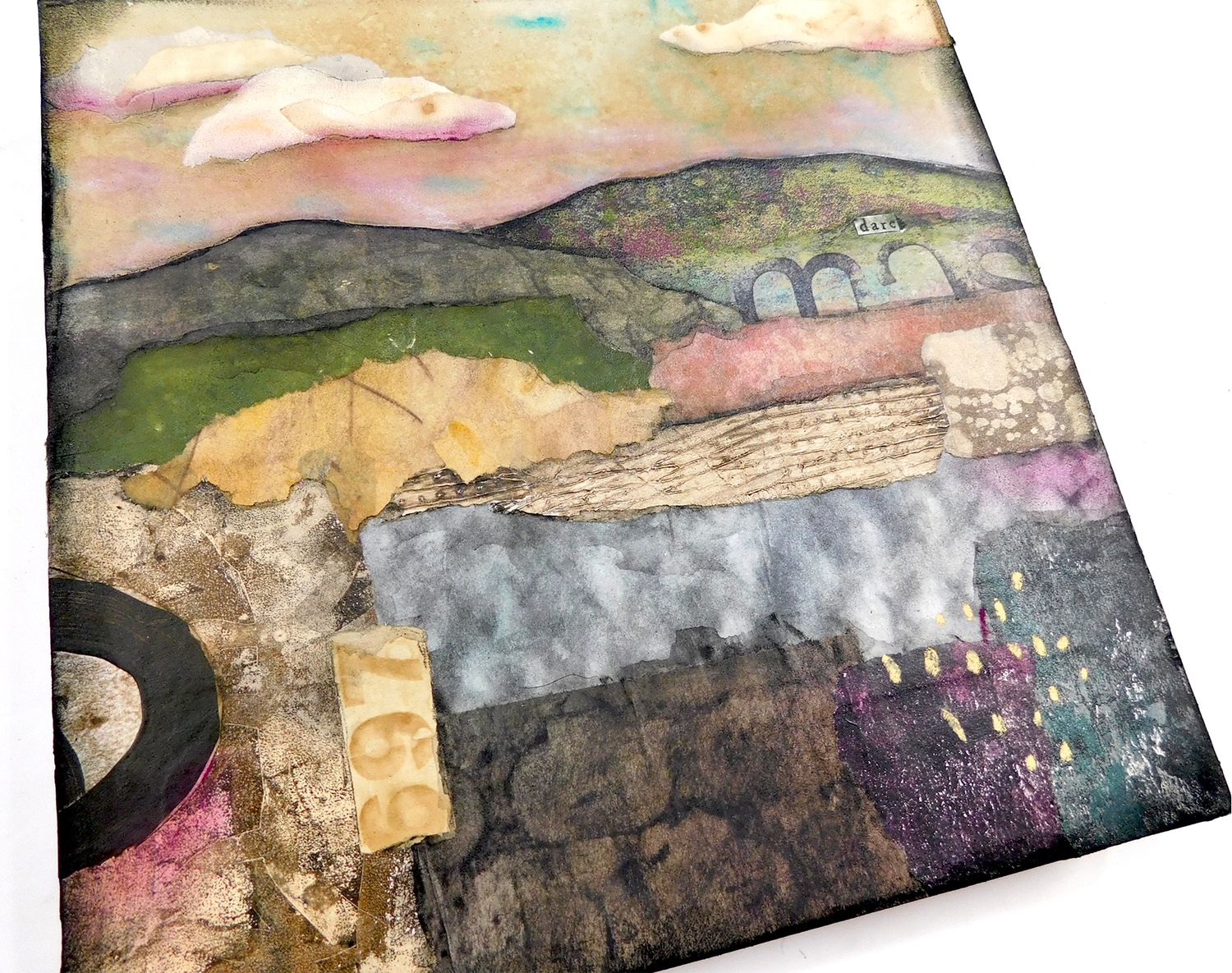 "Dare" landscape 10x10 mixed media original on birch wood