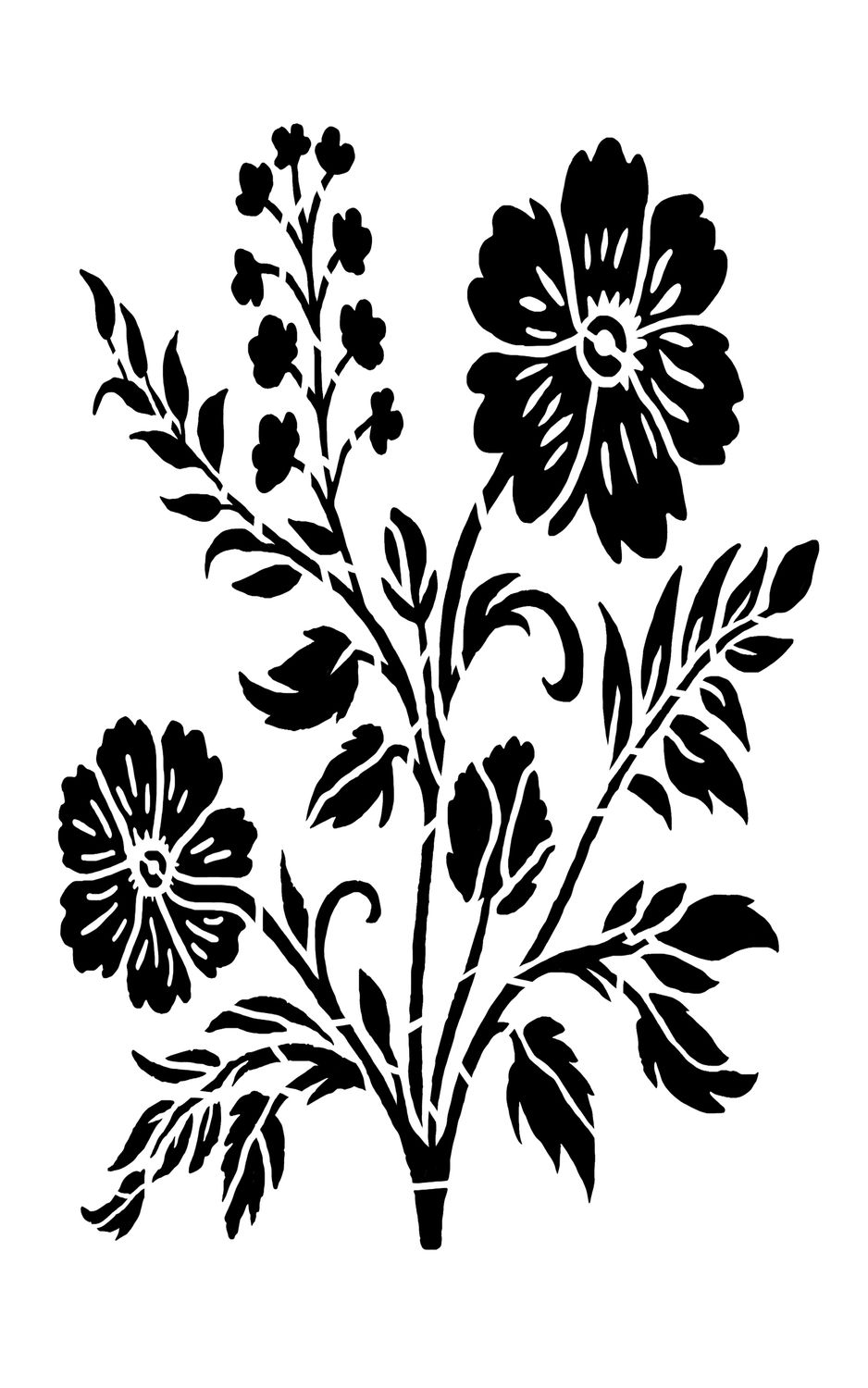 Floral Bush stencil 5x8