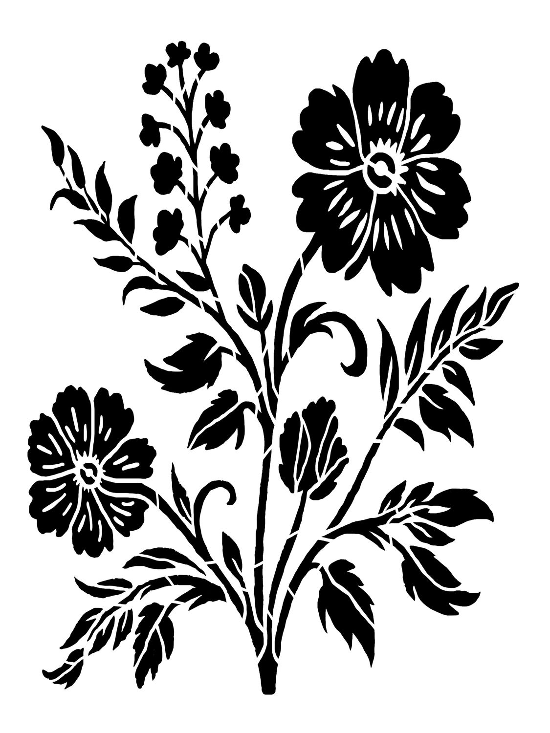 Floral Bush stencil 9x12