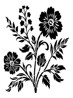 Floral Bush stencil 9x12