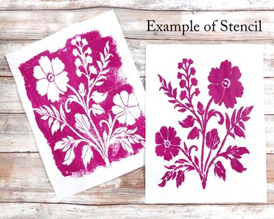 Floral Bush stencil 9x12