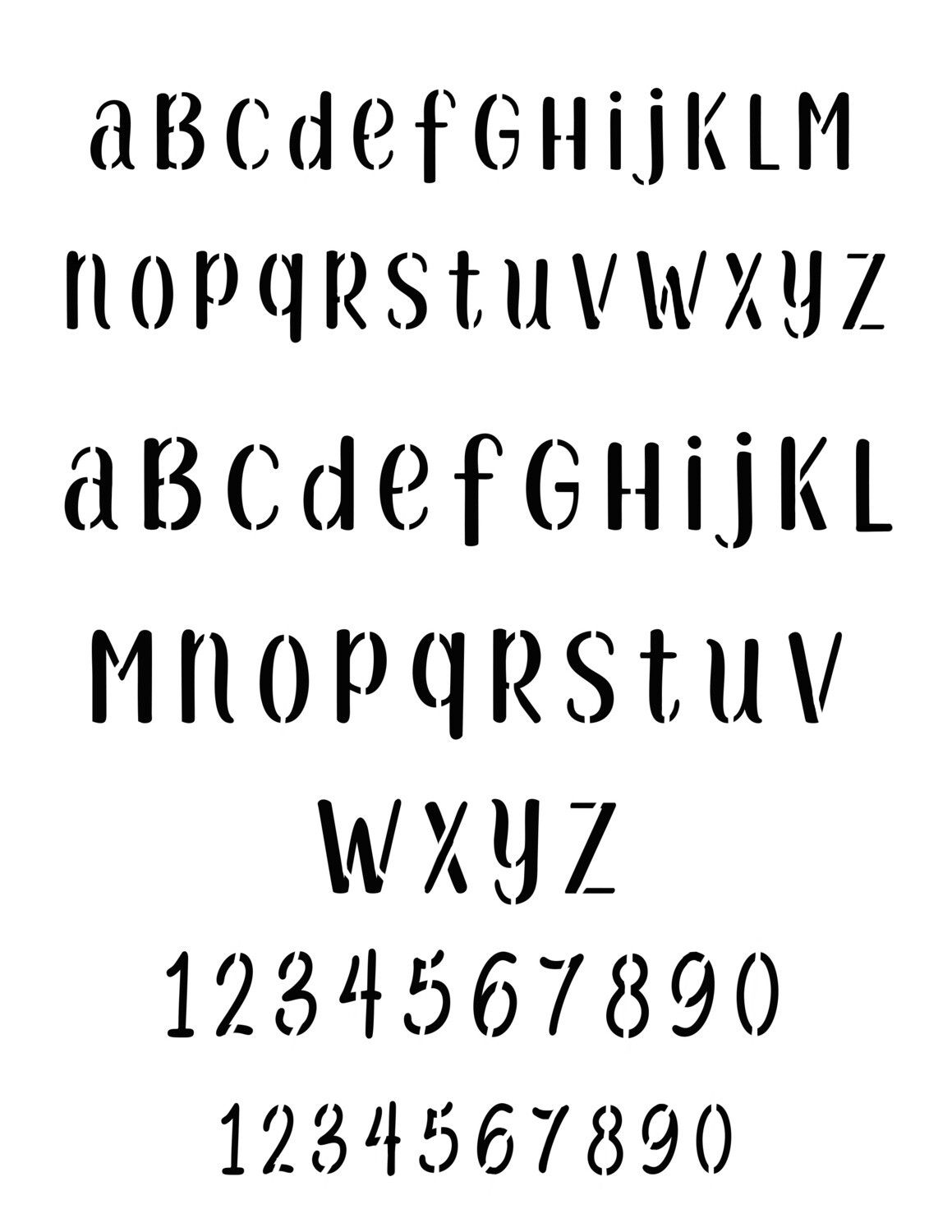 Whimsical Font 2 stencil 8x10