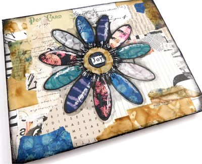 "Joy" Flower mixed media 10x8 original
