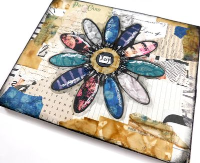 "Joy" Flower mixed media 10x8 original