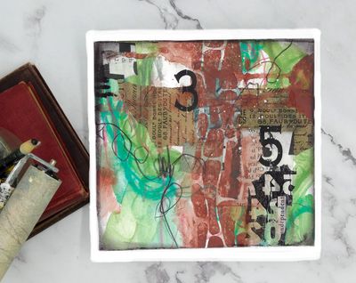 "Independent" abstract 8x8 mixed media original to be framed