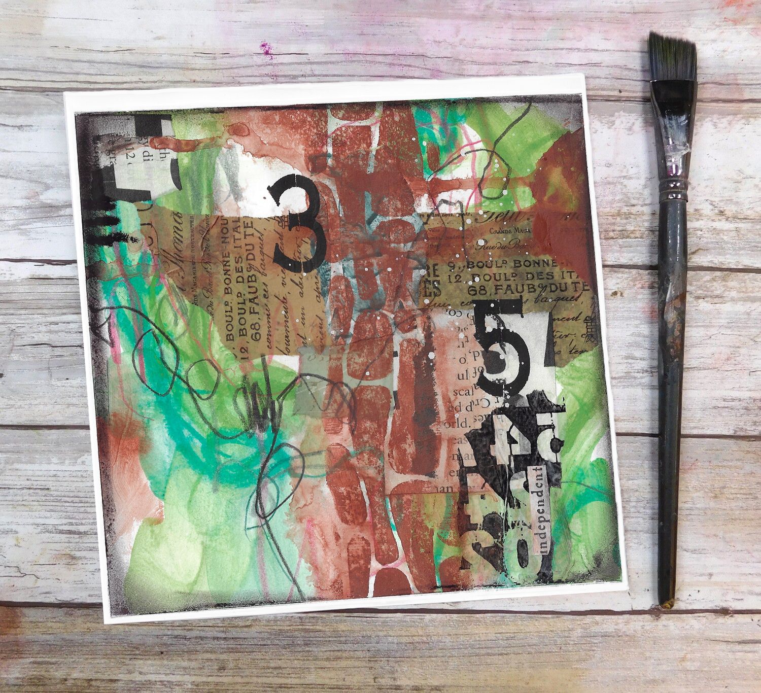 "Independent" abstract 8x8 mixed media original to be framed