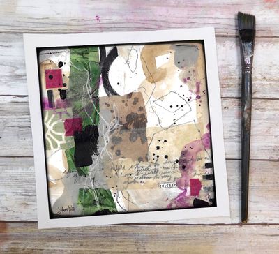 "Release" abstract 8x8 mixed media original to be framed