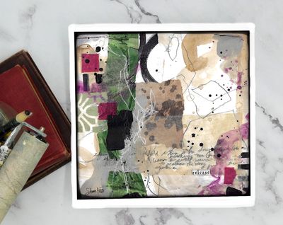 "Release" abstract 8x8 mixed media original to be framed