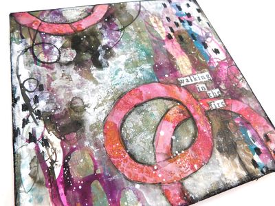 "Walking in the fire" abstract 8x8 mixed media original