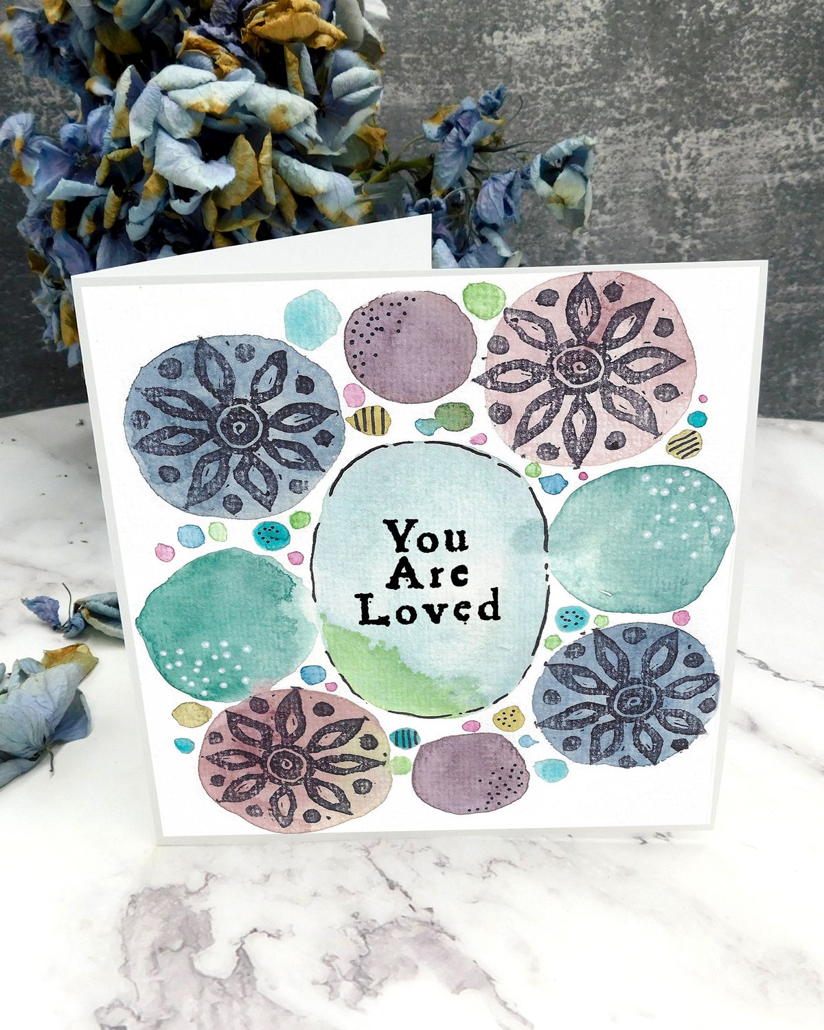 "Molly's You Are Loved" watercolor 6x6 card