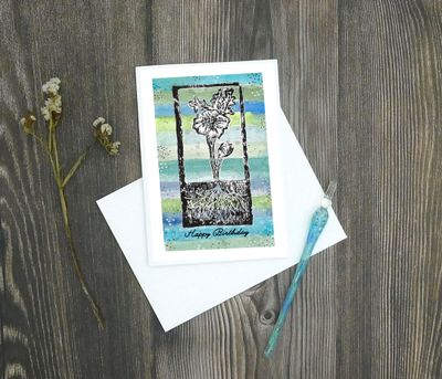 Molly's "Happy Birthday" watercolor roots 5x7 card