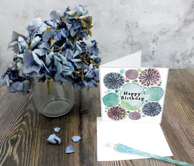 Molly's "Happy Birthday" watercolor 6x6 card
