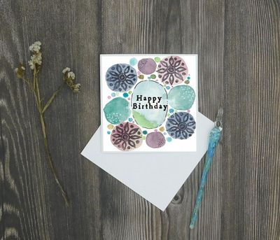 Molly's "Happy Birthday" watercolor 6x6 card