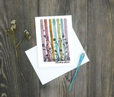 Molly's "Thinking of You" watercolor flowers 5x7 card