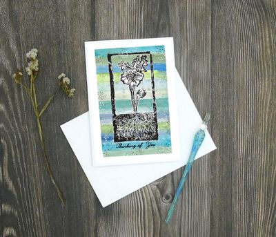 Molly's "Thinking of You" watercolor roots 5x7 card