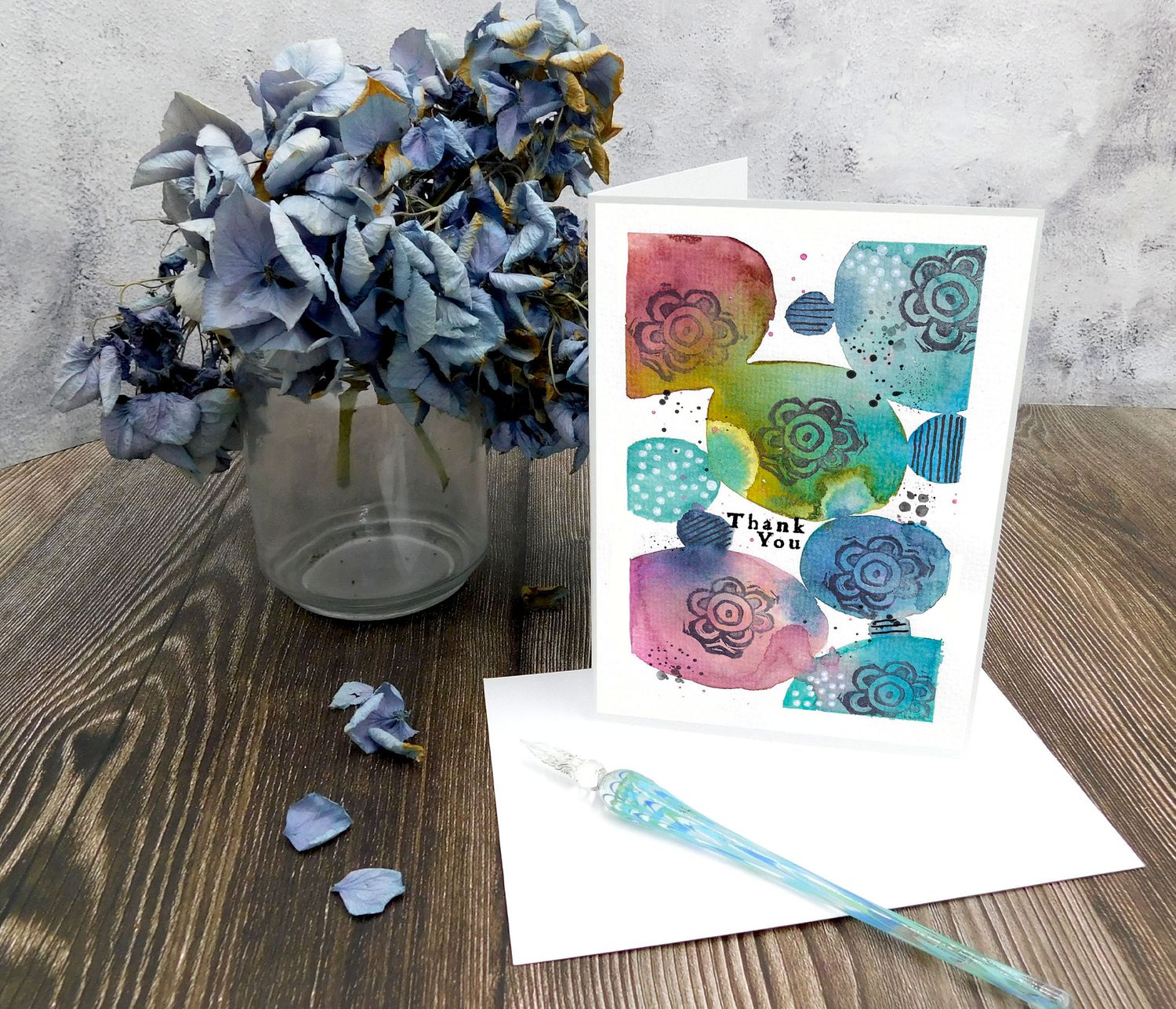 Molly's "Thank You" watercolor circles 5x7 card