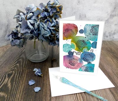 Molly's "Thank You" watercolor circles 5x7 card