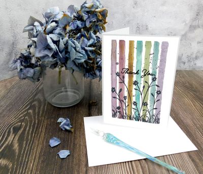 Molly's "Thank You" watercolor flowers 5x7 card