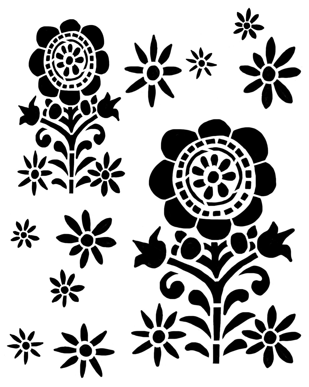 Molly Postcard Flowers stencil 8x10