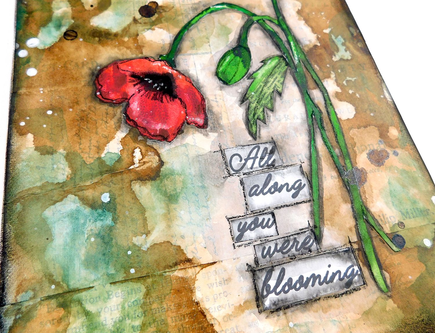 "All along you were blooming" mixed media floral 8x10 original canvas