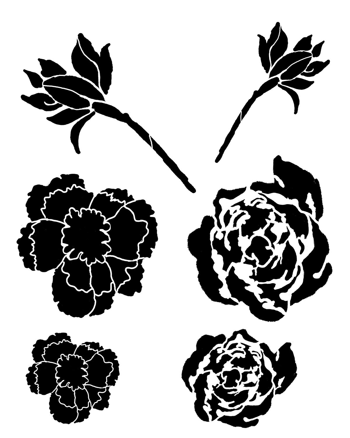 Flower Gang 5 stencil 8x10